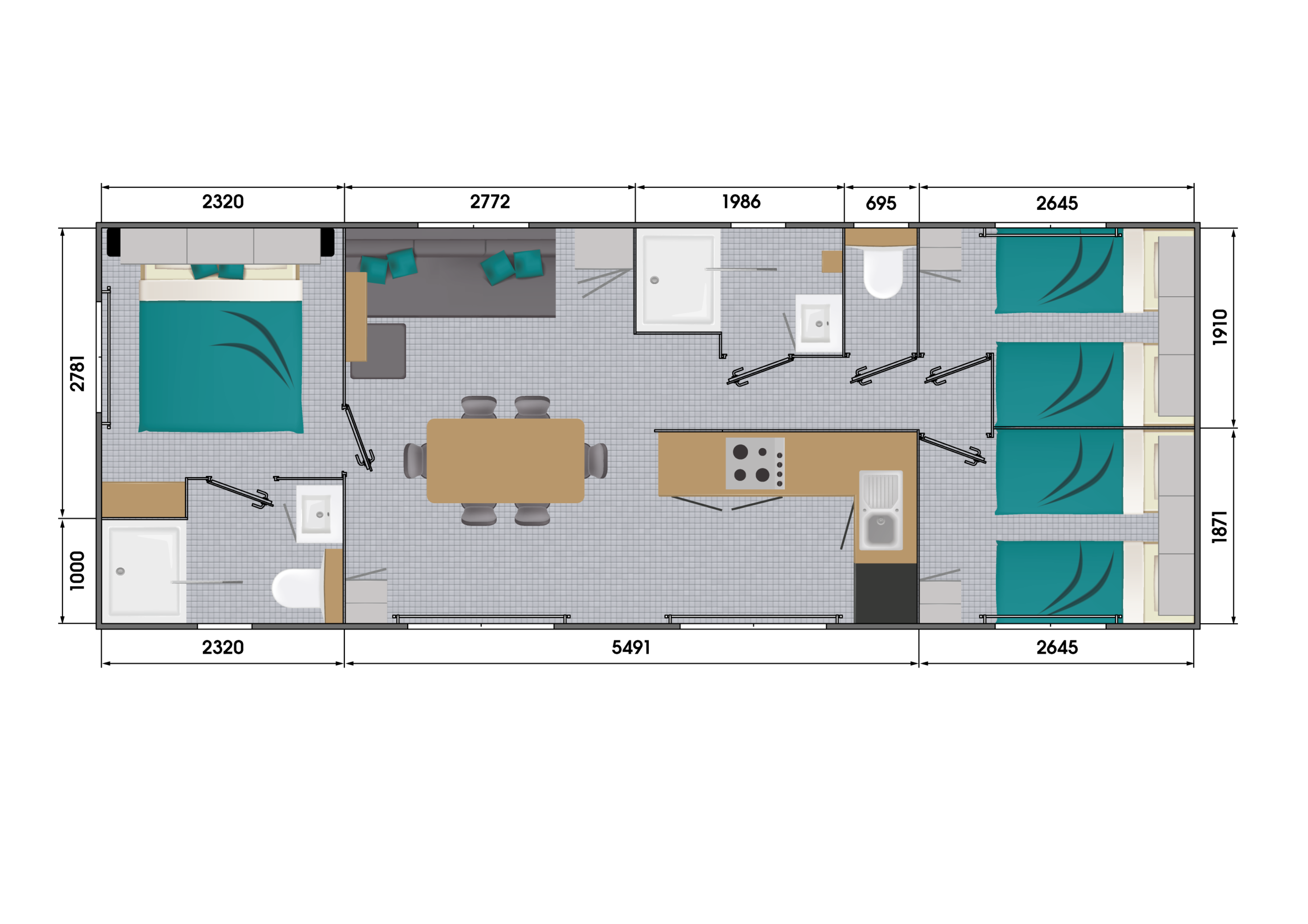 exemple 1 plan mobil home 40m²